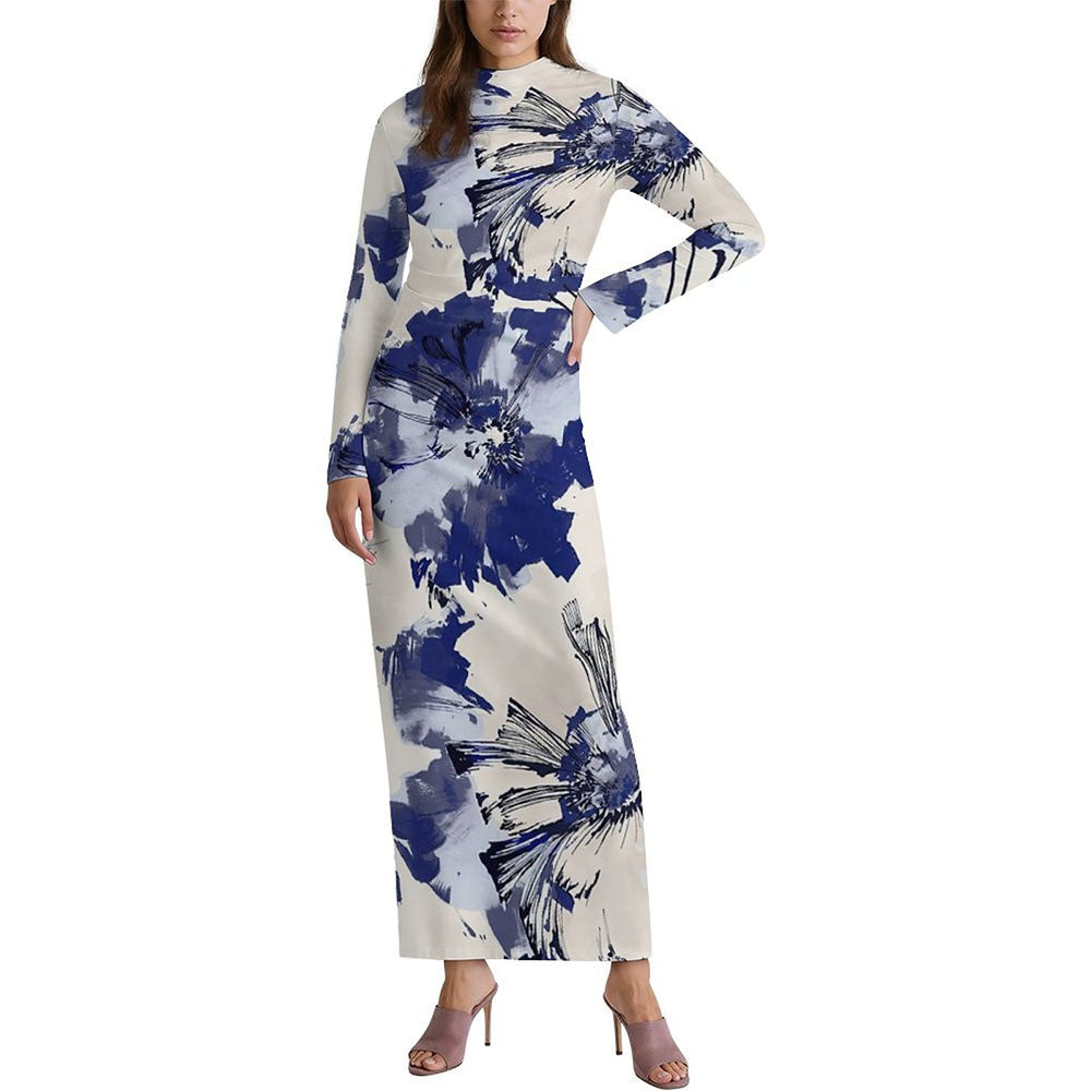 Long-Sleeved Pleated Dress