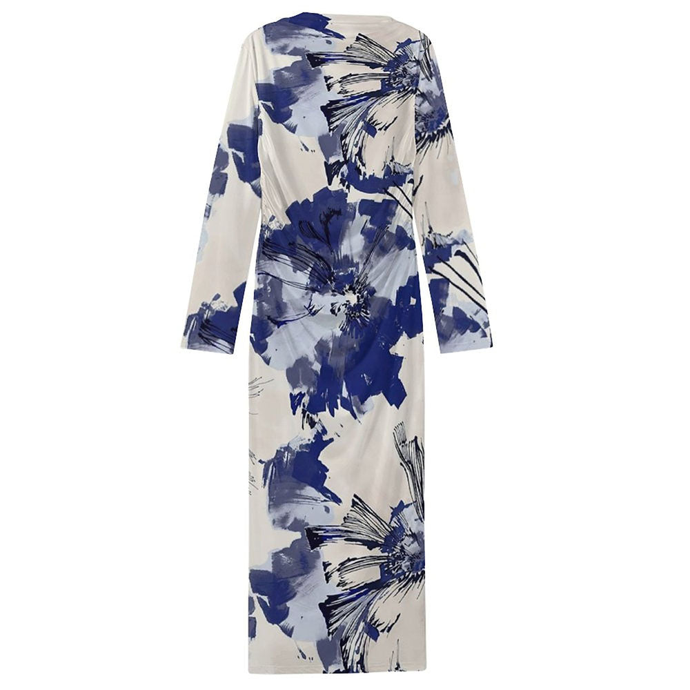 Long-Sleeved Pleated Dress